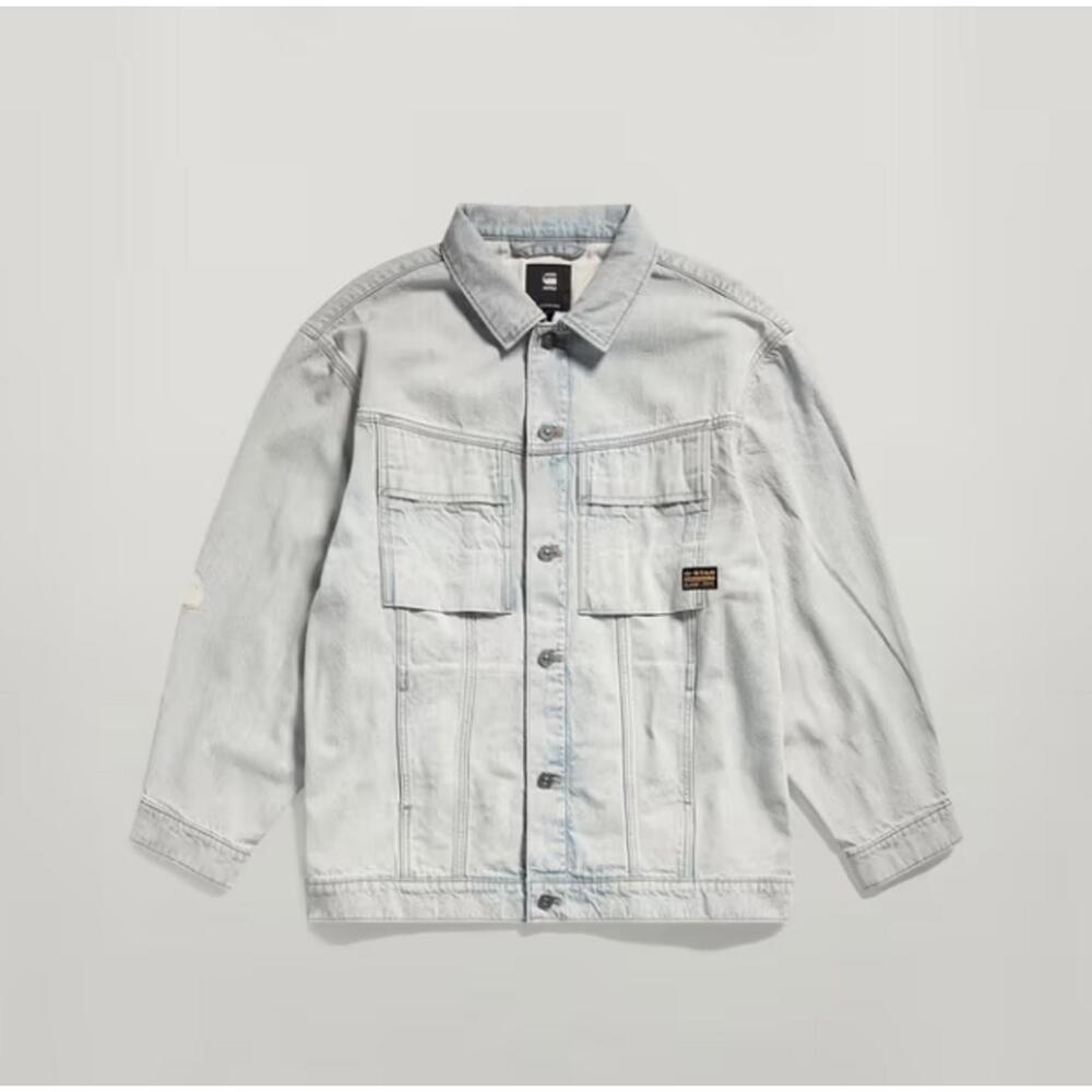 NWT G-Star RAW Oversized Denim Jacket Women’s Vintage Akoya Blue Size Large - Picture 4 of 9